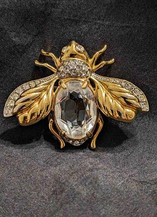 Swarovski позолочена велика   бджілка брошка оригінал