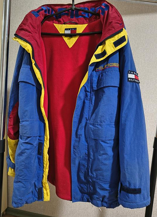 Жидкая винтажная куртка на флисе tommy hilfiger 90s