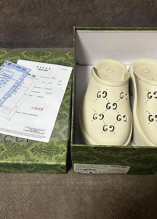 Оригінальні гумові сабо мюлі gucci з чеком та коробкою / розмір 37 / 23.5 см