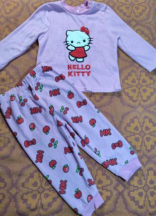 Пижама детская флисовая hello kitty на девочку 1-1,5 года