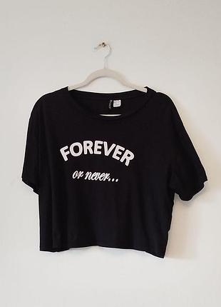 Чорна оверсайз футболка з написом h&m