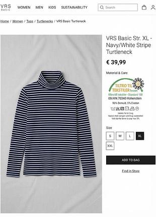 Жіночий трикотажний гольф (водолазка) у смужку від данського бренду vrs basic р.48-50