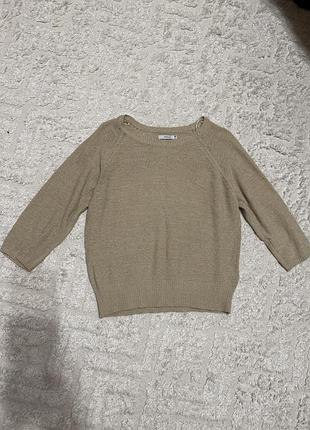 Бежевий легкий в'язаний джемпер reserved з рукавом 3/4 (xs)