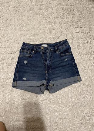 Джинсові шорти mom fit sinsay із заворотами та потертостями (eur 34 / xs)
