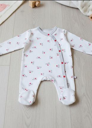 Человечек белый сердочек на кнопках my baby размер 56
