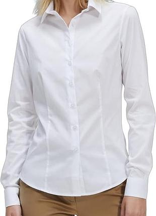 Женская белая базовая рубашка tcm tchibo, био коттон (bio-cotton), размер 44 (xxl)