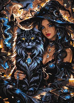 Картина по номерам - чугунка и магический кот с красками металлик ©art_selena_ua