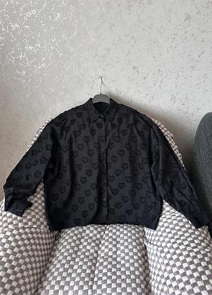 Сорочка оверсайз з об'ємними сердечками h&m