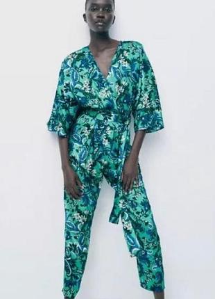 Комбинезон zara с атласным эффектом и цветочным узором