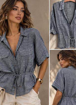 Льняной укороченный лёгкий синий пиджак с куликов,короткий рукав zara (размер m)