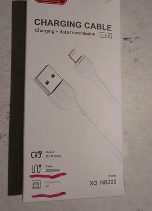 Кабель быстрой зарядки хо-nb200 2m 2,1 a usb+lightening.новый.