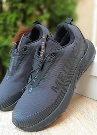 Чоловічі якісні та стильні кросівки merrell agility peak 5 gtx gore-tex темно-сірі з помаранчевим