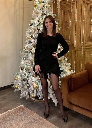 Сукня, вечірня сукня, сукня з люрексом, стильна сукня, міні сукня з рукавом