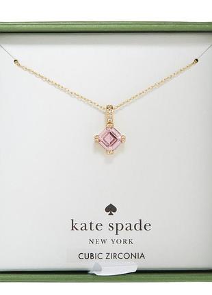 Золотиста підвіска з рожевим каменем kate spade