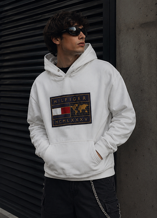 Худі чоловічий білий tommy hilfiger mcmlxxxv , l, світшот з капюшоном