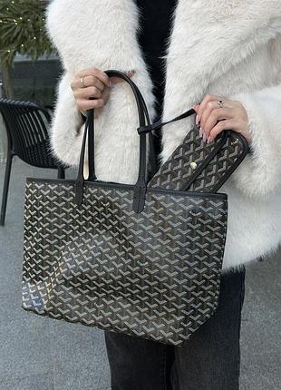 Сумка goyard saint louis pm coated canvas tote bag black ex