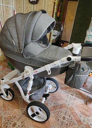 Коляска adamex 2 в 1 серого цвета