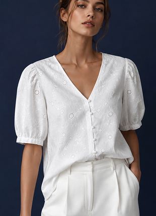 Біла бавовняна блуза з прошви tu clothing.