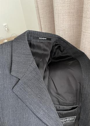 Винтажный пиджак мужской yves saint laurent mens pour homme vintage wool blazer jacket size 48 подкладка с монограммой ysl