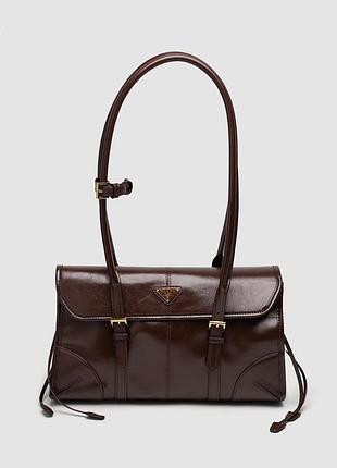 Сумка prada medium leather shoulder bag burgundy