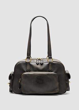 Сумка миу pocket nappa leather miu top-handle bag coffee