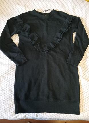 Женское теплое платье свитш, с рюшками, over size, divided, h&amp;m, оригинал, р. s