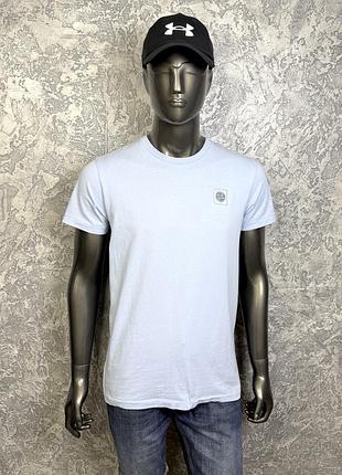 Stone island футболка l размер спортивная голубая