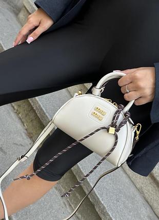 Сумка миу leather miu top-handle bag white