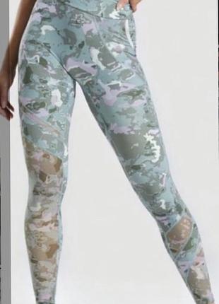 Женские лосины леггинсы тайтсы gymshark camo mesh layer leggings