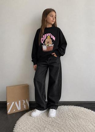 Світшот чорний капібара capybara zara