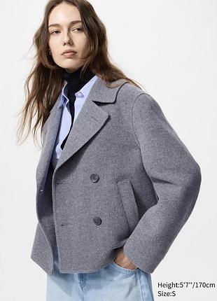 Коротке пальто з суміші вовни uniqlo wool blend relaxed short coat