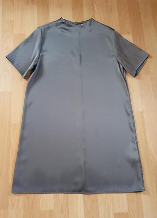 Шикарное трендовое женское летнее атласное платье футболка h&amp;m