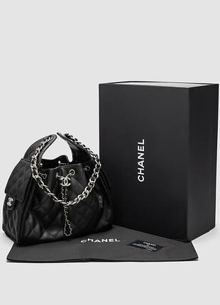 Сумка шанел 25 handbag in grained calfskin black/silver