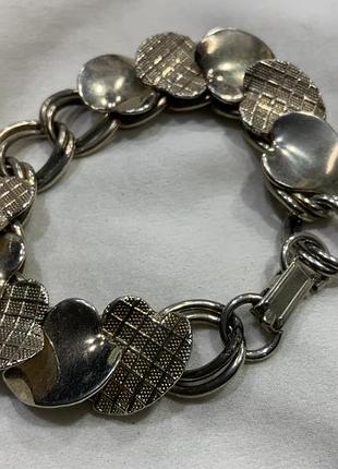 ✨🩶 винтажный серебристый браслет с элементами сердца / vintage silver tone heart link bracelet 🩶✨