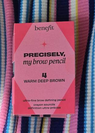 Оригинальный пробник мини карандаш benefit precisely brow pencil 4 warm deep brown