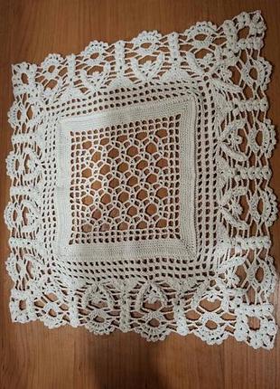 Серветка  вʼязана гачком,біла,бавовна,25*25 см