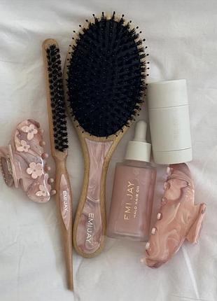 Щітка гребінець для укладання начісування emi jay pink chantilly бамбукова натуральна щетина кабана coquette