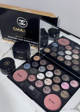 Chanel набір✨палетка тіней для повік+підводка чорна шанель тіні