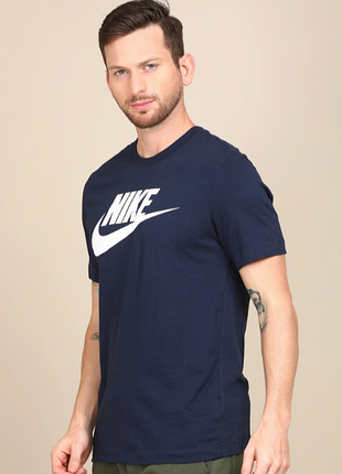 Футболка nike  logo print cotton jersey t-shirt men navy