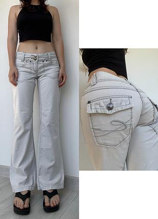 Джинсы 38 m низкая талия посадка edc esprit белые серые vintage y2k flared bootcut винтаж 2000ые