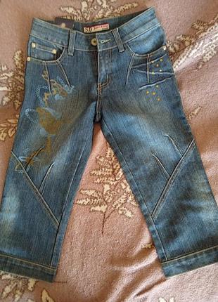 Новые джинсовые бриджи / капри sunboy jeans в стиле y2k с заклепками - размер 26 (xs/s)