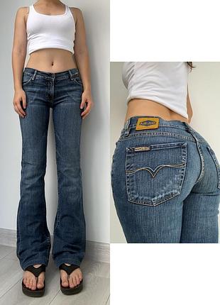 Джинсы 38 m синие средняя талия посадка flared bootcut клеш y2k 2000ые винтаж vintage