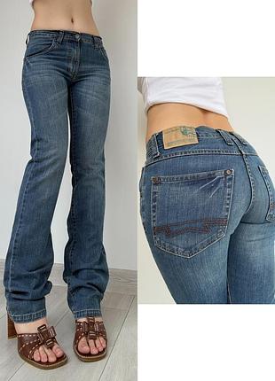 Джинсы прямые 36 s straight синие средняя талия посадка клеш flared bootcut 2000ые vintage винтаж y2k