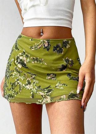 Міні-спідничка з сіточкою та лелітками💚✨/юбка/спідниця від shein, на р. xs/s 💔