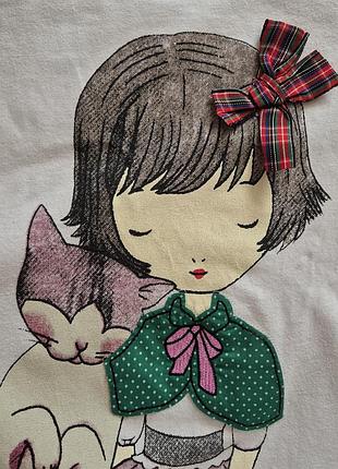 Біла туніка футболка pol з милим котиком (korean style / kawaii), m
