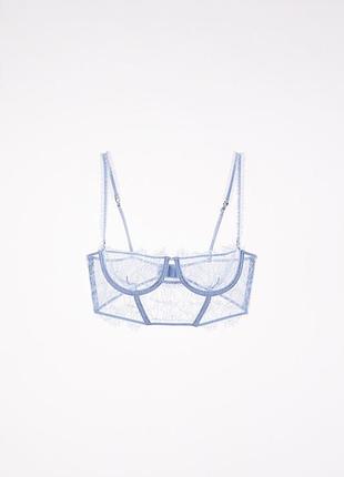 Світло-блакитний мереживний бюстгальтер-корсет zara