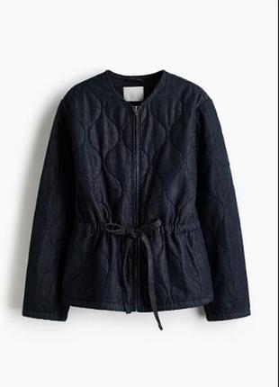 Женская утепленная куртка h&amp;m из стеганого денима oversize