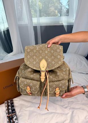 Женский рюкзак премиум monogram denim backpack olive