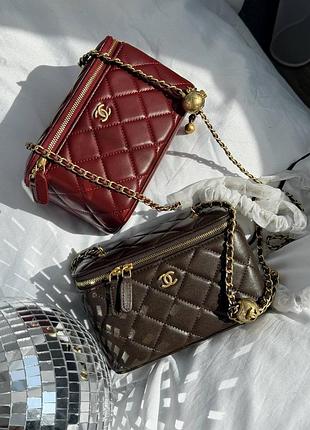 Женская сумка премиум mini vanity case in bordo / gold