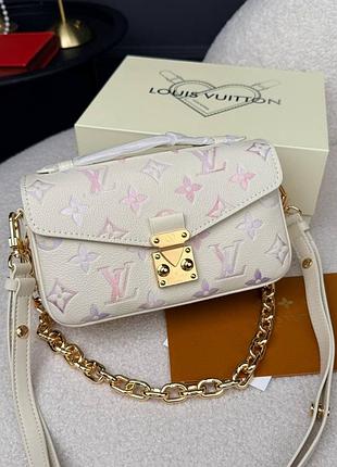Женская сумка премиум pochette metis east west cream / pink